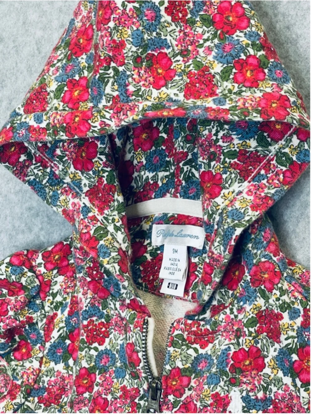 Ralph Lauren Girls Floral Hooded Zip Vest 9M